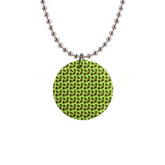 Cute Deer Pattern Green 1  Button Necklace by snowwhitegirl