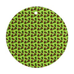 Cute Deer Pattern Green Round Ornament (two Sides) by snowwhitegirl