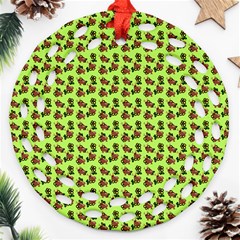 Cute Deer Pattern Green Round Filigree Ornament (two Sides) by snowwhitegirl