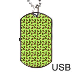 Cute Deer Pattern Green Dog Tag Usb Flash (two Sides) by snowwhitegirl