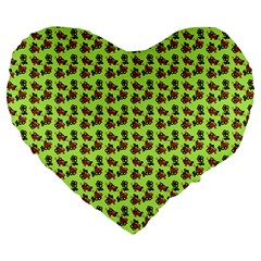 Cute Deer Pattern Green Large 19  Premium Heart Shape Cushions by snowwhitegirl