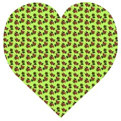 Cute Deer Pattern Green Wooden Puzzle Heart by snowwhitegirl