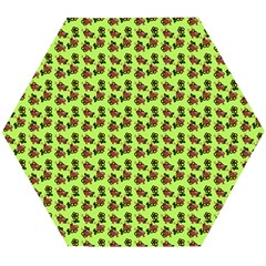 Cute Deer Pattern Green Wooden Puzzle Hexagon by snowwhitegirl