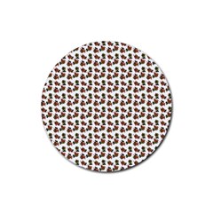 Cute Deer Pattern White Rubber Round Coaster (4 Pack)  by snowwhitegirl