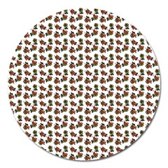 Cute Deer Pattern White Magnet 5  (round) by snowwhitegirl