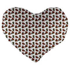 Cute Deer Pattern White Large 19  Premium Flano Heart Shape Cushions by snowwhitegirl