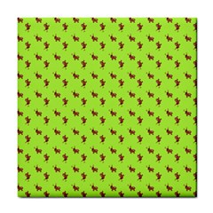 Kawaii Cute Deer Green Tile Coaster by snowwhitegirl