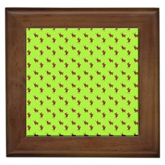 Kawaii Cute Deer Green Framed Tile by snowwhitegirl