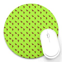 Kawaii Cute Deer Green Round Mousepads by snowwhitegirl