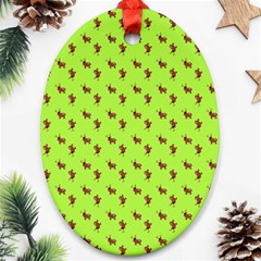 Kawaii Cute Deer Green Ornament (oval)