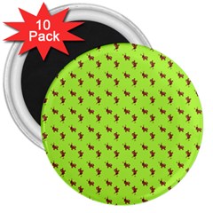 Kawaii Cute Deer Green 3  Magnets (10 Pack)  by snowwhitegirl