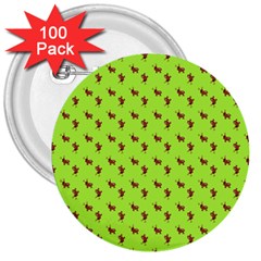 Kawaii Cute Deer Green 3  Buttons (100 Pack)  by snowwhitegirl