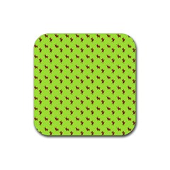 Kawaii Cute Deer Green Rubber Coaster (square)  by snowwhitegirl