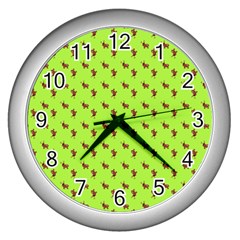 Kawaii Cute Deer Green Wall Clock (silver) by snowwhitegirl