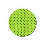 Kawaii Cute Deer Green Rubber Round Coaster (4 pack)  Front