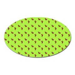 Kawaii Cute Deer Green Oval Magnet by snowwhitegirl