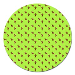 Kawaii Cute Deer Green Magnet 5  (round) by snowwhitegirl