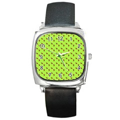 Kawaii Cute Deer Green Square Metal Watch by snowwhitegirl