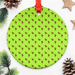 Kawaii Cute Deer Green Round Ornament (two Sides) by snowwhitegirl