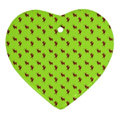 Kawaii Cute Deer Green Heart Ornament (two Sides) by snowwhitegirl