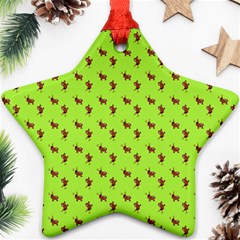 Kawaii Cute Deer Green Star Ornament (two Sides)