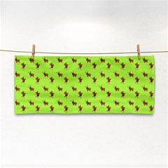 Kawaii Cute Deer Green Hand Towel by snowwhitegirl