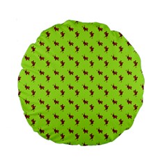 Kawaii Cute Deer Green Standard 15  Premium Round Cushions by snowwhitegirl