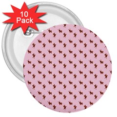 Kawaii Cute Deer Pink 3  Buttons (10 Pack)  by snowwhitegirl