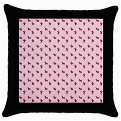 Kawaii Cute Deer Pink Throw Pillow Case (black) by snowwhitegirl