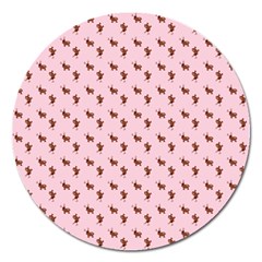 Kawaii Cute Deer Pink Magnet 5  (round) by snowwhitegirl