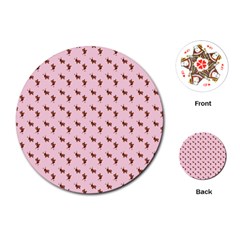 Kawaii Cute Deer Pink Playing Cards Single Design (round)