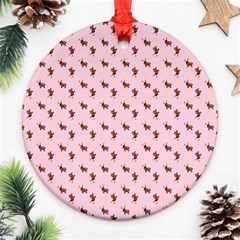 Kawaii Cute Deer Pink Round Ornament (two Sides) by snowwhitegirl