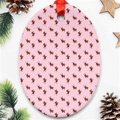 Kawaii Cute Deer Pink Oval Ornament (two Sides)