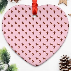 Kawaii Cute Deer Pink Heart Ornament (two Sides)