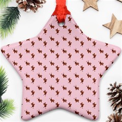 Kawaii Cute Deer Pink Star Ornament (two Sides)