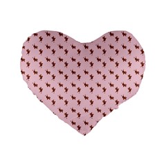 Kawaii Cute Deer Pink Standard 16  Premium Flano Heart Shape Cushions by snowwhitegirl