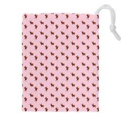 Kawaii Cute Deer Pink Drawstring Pouch (4xl) by snowwhitegirl