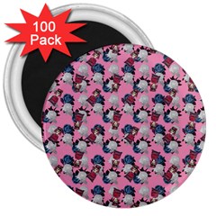 Vintage Floral And Goth Girl 3  Magnets (100 Pack) by snowwhitegirl