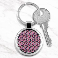 Vintage Floral And Goth Girl Key Chain (round) by snowwhitegirl