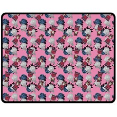 Vintage Floral And Goth Girl Double Sided Fleece Blanket (medium)  by snowwhitegirl