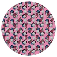 Vintage Floral And Goth Girl Round Trivet