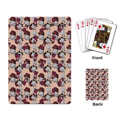 Vintage Floral And Goth Girl Peach Bg Playing Cards Single Design (rectangle)