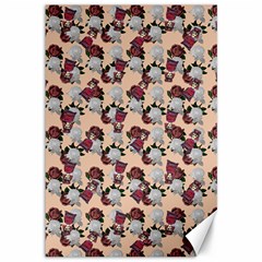 Vintage Floral And Goth Girl Peach Bg Canvas 12  X 18  by snowwhitegirl