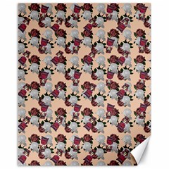 Vintage Floral And Goth Girl Peach Bg Canvas 16  X 20  by snowwhitegirl