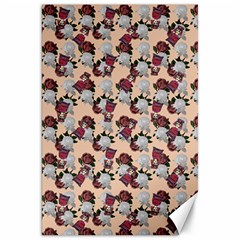 Vintage Floral And Goth Girl Peach Bg Canvas 20  X 30  by snowwhitegirl