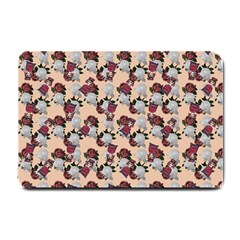 Vintage Floral And Goth Girl Peach Bg Small Doormat  by snowwhitegirl