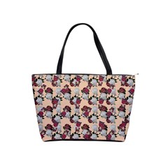 Vintage Floral And Goth Girl Peach Bg Classic Shoulder Handbag by snowwhitegirl