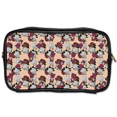 Vintage Floral And Goth Girl Peach Bg Toiletries Bag (one Side) by snowwhitegirl