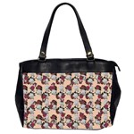 Vintage Floral And Goth Girl Peach Bg Oversize Office Handbag (2 Sides) Front