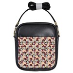 Vintage Floral And Goth Girl Peach Bg Girls Sling Bag Front